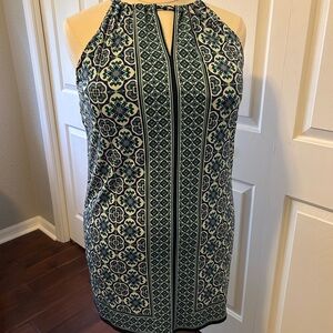 Max Studio Blue and Cream Patterned Mini Dress